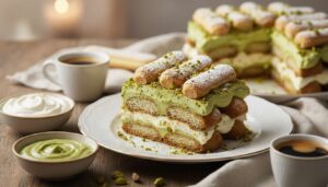 Tiramisù al pistacchio senza uova crude: cremoso, sicuro e pronto la sera prima di Pasqua!