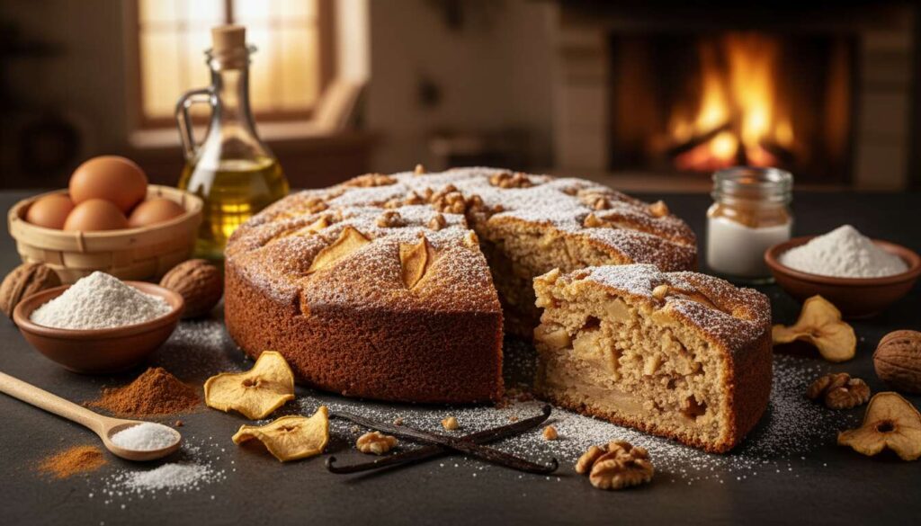 Torta di mele noci e grano saraceno