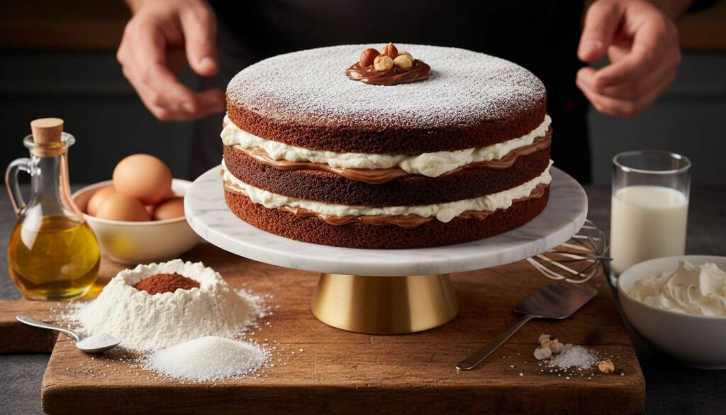 TORTA MORETTA facile, soffice e golosa, farcita con panna e crema di nocciole