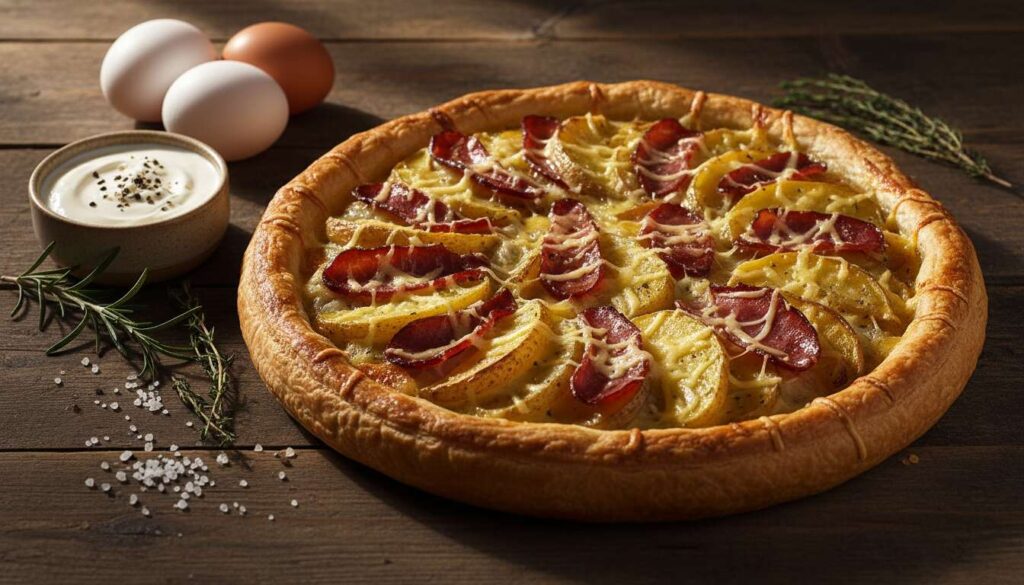 Torta salata con speck e patate arrosto