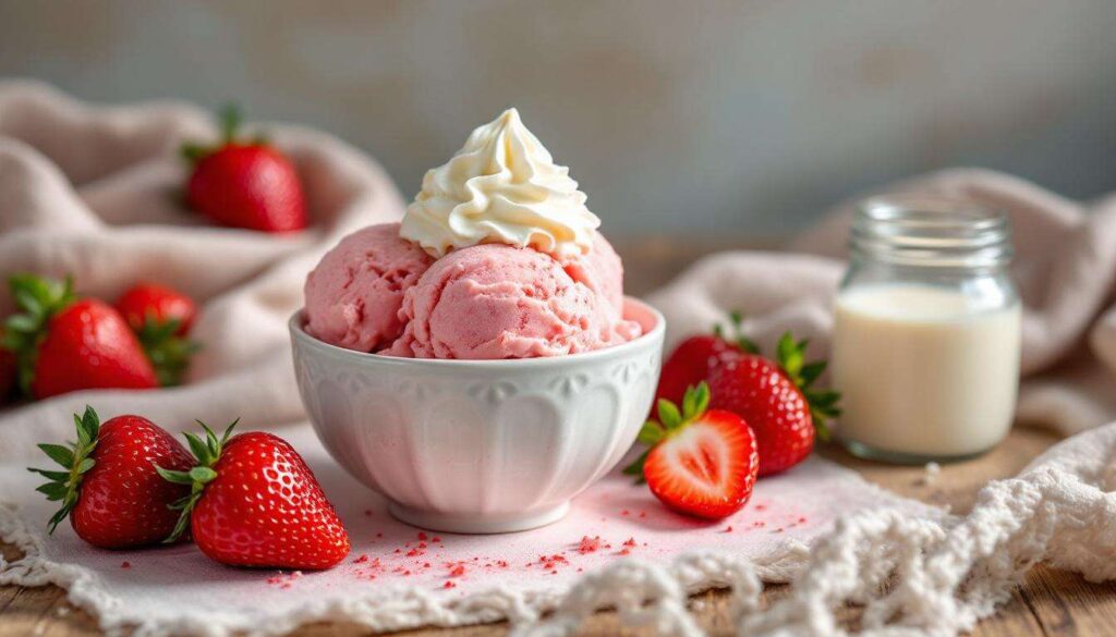Gelato alle fragole fatto in casa senza gelatiera, cremoso con soli 3 ingredienti