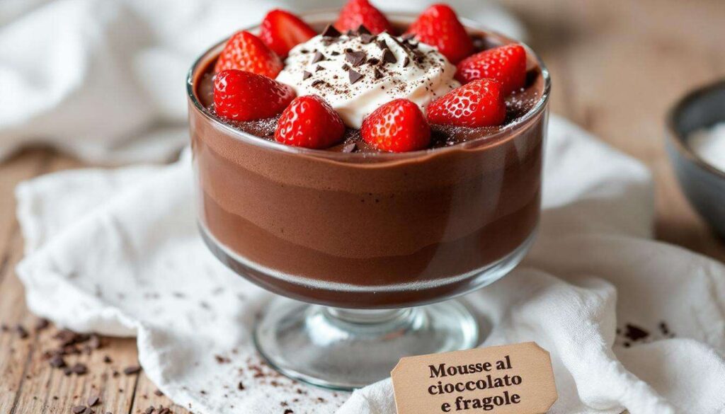 Mousse al cioccolato fondente e fragole, il dessert senza cottura per il 1° maggio